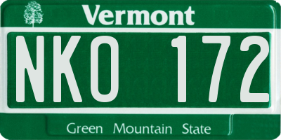 VT license plate NKO172