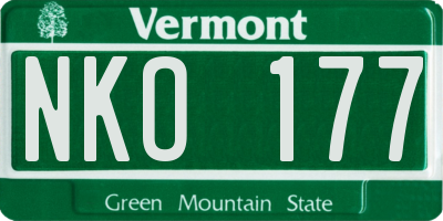 VT license plate NKO177