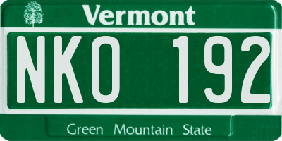 VT license plate NKO192