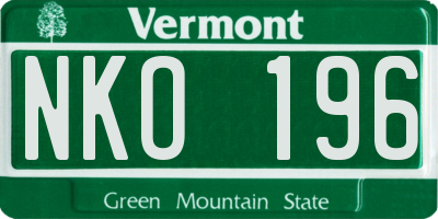 VT license plate NKO196