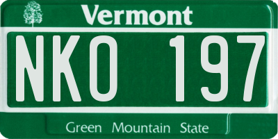 VT license plate NKO197
