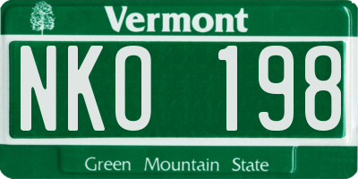 VT license plate NKO198