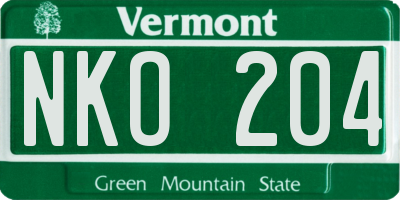 VT license plate NKO204