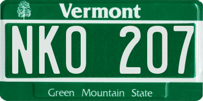 VT license plate NKO207