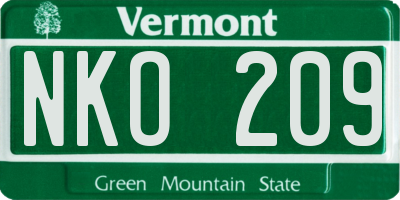 VT license plate NKO209