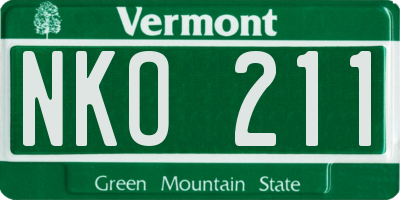 VT license plate NKO211