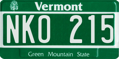 VT license plate NKO215