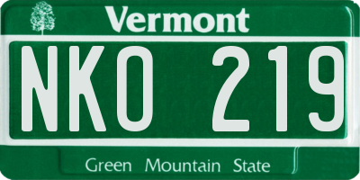 VT license plate NKO219