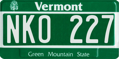 VT license plate NKO227
