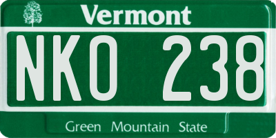 VT license plate NKO238