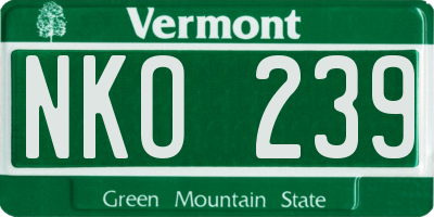 VT license plate NKO239