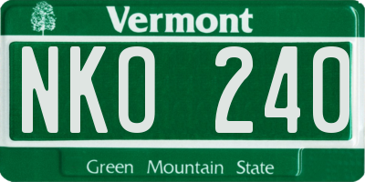 VT license plate NKO240