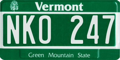 VT license plate NKO247