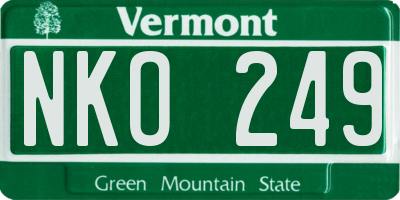 VT license plate NKO249