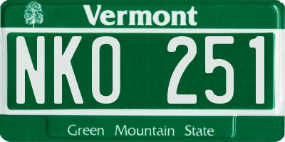 VT license plate NKO251