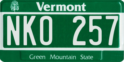 VT license plate NKO257