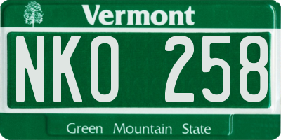 VT license plate NKO258