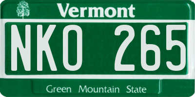 VT license plate NKO265