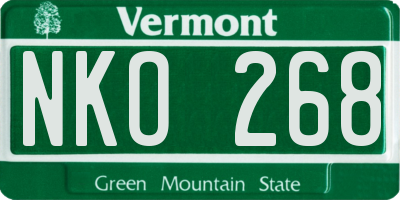 VT license plate NKO268