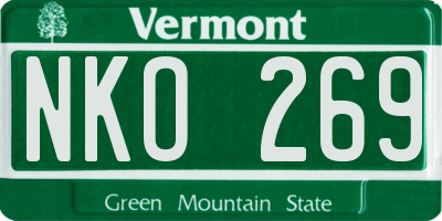 VT license plate NKO269