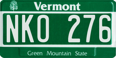 VT license plate NKO276