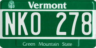 VT license plate NKO278
