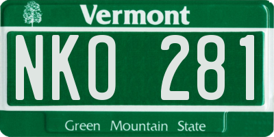 VT license plate NKO281