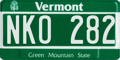 VT license plate NKO282