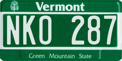 VT license plate NKO287