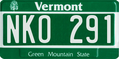 VT license plate NKO291