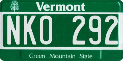 VT license plate NKO292