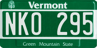 VT license plate NKO295
