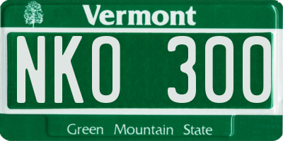 VT license plate NKO300