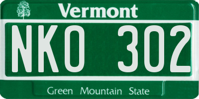 VT license plate NKO302