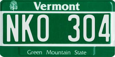 VT license plate NKO304