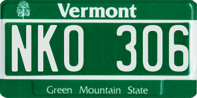 VT license plate NKO306