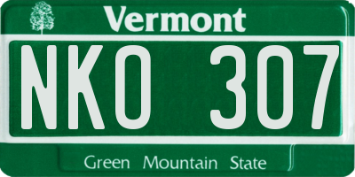VT license plate NKO307