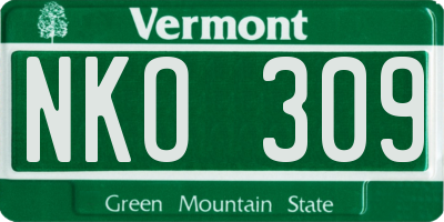 VT license plate NKO309