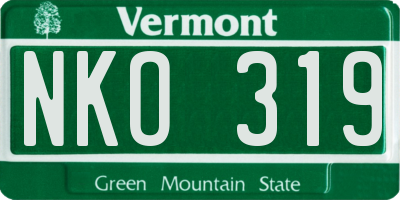 VT license plate NKO319