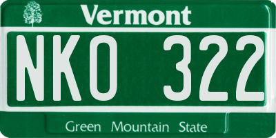 VT license plate NKO322