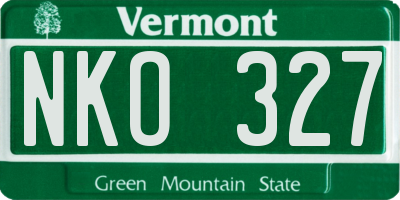 VT license plate NKO327