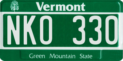 VT license plate NKO330