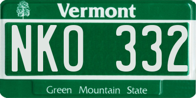 VT license plate NKO332