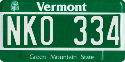 VT license plate NKO334