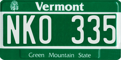 VT license plate NKO335