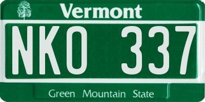 VT license plate NKO337