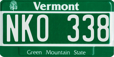 VT license plate NKO338