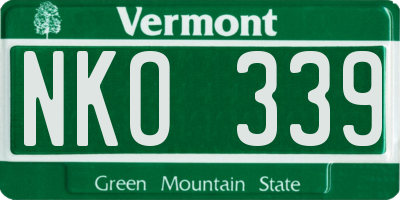 VT license plate NKO339