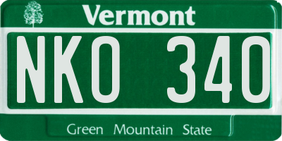 VT license plate NKO340