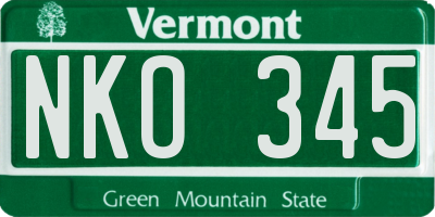 VT license plate NKO345